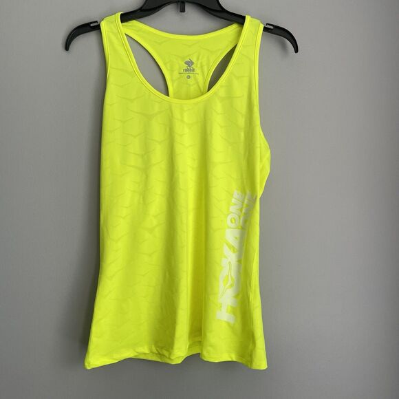 Rabbit Hoka Tank Top Women's Large Fluorescent Yellow Stretch Top Running - Picture 1 of 15